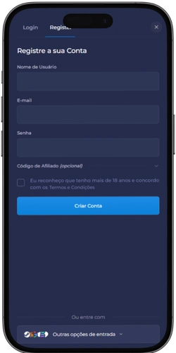 Formulário de cadastro em cassino online no Brasil