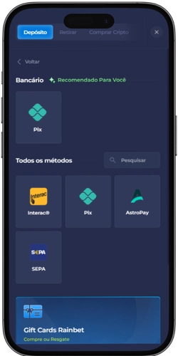 Tela de depósito via Pix em cassino online brasileiro